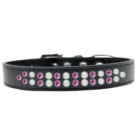 UNCONDITIONAL LOVE Two Row Pearl & Pink Crystal Dog CollarBlack Size 12 UN847201